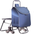 Hand Truck Cart, Folding Luggage Cart with Chair, Portable Grocery Shopping Cart, Large-Capacity Wheeled Trolley for Easy Transport
