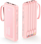 Portable Charger with Built in Cables, Slim 10000mAh Fast Charging 22.5W Power Bank USB C LED Display Battery Pack 6 Outputs & 2 Inputs for iPhone Samsung Pixel LG Moto iPad