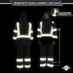 SKSAFETY Hi Vis Safety Rain Jacket for Men, Construction Work Rain Gear Heavy Duty Class 3 Rain Coat Waterproof Lightweight