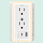 Wall Outlet Extender with USB Charging Ports 9 in 1 Plug Extension Block Multiple AC Outlets Splitter Power Hub Wall Tap 1500J Surge Protection Night Light Dusk to Dawn Sensor Switch ETL Listed