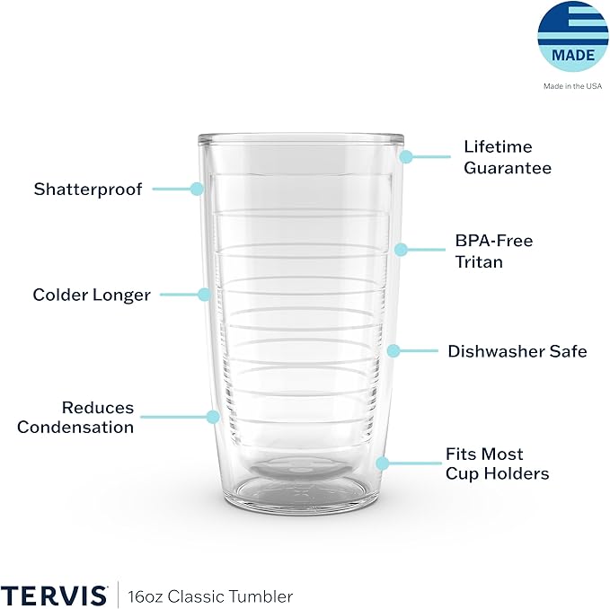 Tervis Clear & Colorful Tabletop Made in USA Double Walled Insulated Tumbler Travel Cup Keeps Drinks Cold & Hot, 16oz, River Rock