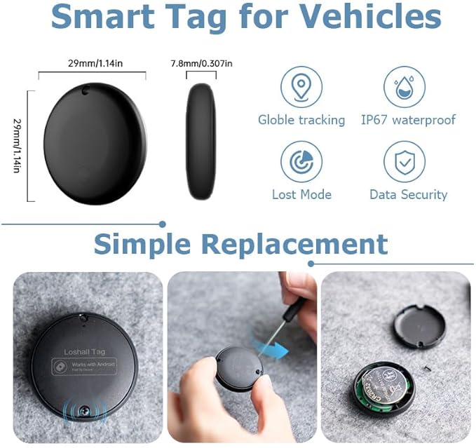 Undetectable GPS Tracker for Vehicles Work with Built-in APP (Compatible with Android Device),Mini Car Tracker Tag With Magnet Global Coverage,Hidden Car Locator Device, No Monthly Fee or Subscription