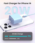 FEEL2NICE iPhone Charger Fast Charging 2 Pack Type C Wall Charger Block with 2 Pack [6FT&10FT] Long USB C to Lightning Cable for iPhone 14/13/12/12 Pro Max/11/Xs Max/XR/X,AirPods Pro,Blue