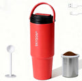 minkah Fast Extraction Mini Electric Coffee Maker - Portable Filter Coffee Brewer for Travel,Insulated Stainless Steel Tumbler,30 oz Reusable Iced Coffee Cup Machine,Hot Coffee Mug with Lid(Red)