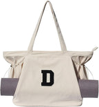 ESVAN Corduroy Yoga Tote Bag Gifts for Women Drawstring Yoga Mat Bag for Office Workout Travel Carryall Pilates Gym