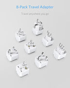 BESTEK Worldwide Travel Plug Adapter Set, Grounded Universal Power Plug Adapter for USA to US, EU, AU, UK, GE, HK and More- 8 Packs
