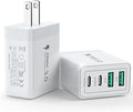 [2-Pack] USB C Wall Charger Block, 40W 4-Port USB C Super Fast Charger Dual Port PD Power Adapter+QC Wall Plug Multiport Type C Brick Cube Compatible with iPhone 15 14 13 12 11 Pro XR XS 8 7, Samsung