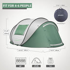 EchoSmile Pop Up Camping Tent, 2/4/6 Person Easy Setup Tent, Water Resistant Dome, Portable with Carry Bag