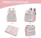 Cat Backpack Carrier for Small Dogs and Medium cat Puppy Kitten Bunny Pet Carrier Backpack Collapsible with Fully Ventilated Mesh with Safety Leash (Pink, 12.9" L x 10.62" W x 15.5" H - M)