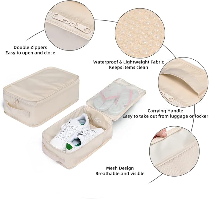 Travel Shoe Bags, Foldable Waterproof Shoe Puches Organizer-Double Layer (Multi-colored4)