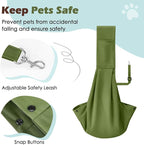 Pawaboo Small Dog Sling Carrier, Reversible Hands Free Dog Sling Carriers for Small Dogs and Cats, Puppy Slings Carrier with Safety Harness, Puppy Essentials, Matcha Green