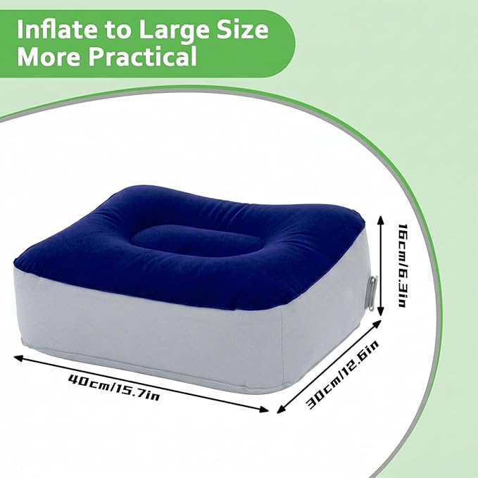 Inflatable Foot Rest for Airplane Travel, Portable Travel Foot Pillow for Office, Home Desk & Car, Adjustable Leg Rest for Economy Flight Comfort