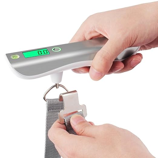 Digital Luggage Scale 50kg Portable Handheld Travel Luggage Weight Scale with Tape Measure for Travel and Shipping