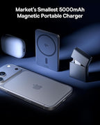 Baseus Picogo Power Bank, Smallest Qi2 Certified 15W MagSafe Portable Charger, 0.5" Ultra Slim 5000mAh Magnetic Battery Pack with Stand, Alloy Wireless Charger for iPhone 17 Pro Max/17 Air/17e Series