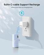 Small Blue Portable Charger for iPhone Power Bank with USB Type C Cable 5000mAh 15W Fast Charging Mini External Battery Pack for iPhone 14/13/12/16/15 Pro Max/Cellphones/Tablets Power Charger
