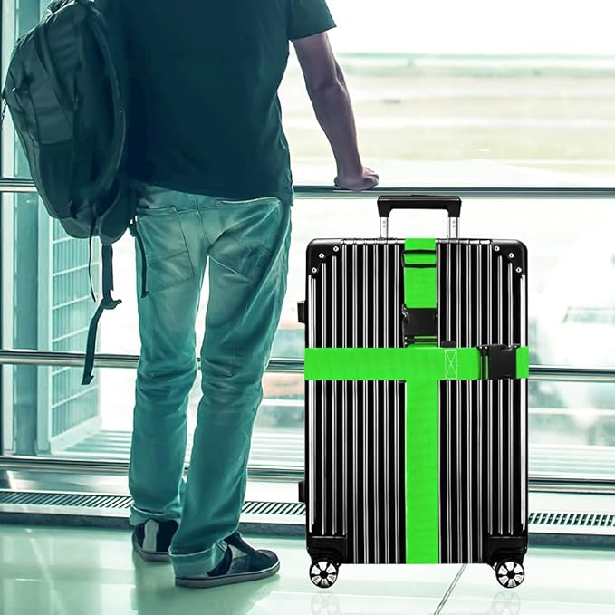 Luggage Straps for Suitcases TSA Approved-2 Pack Bright Personalized Luggage Belt Strap for Suitcase/Carry On Bag Luggage Accessories for Travel (Limegreen)