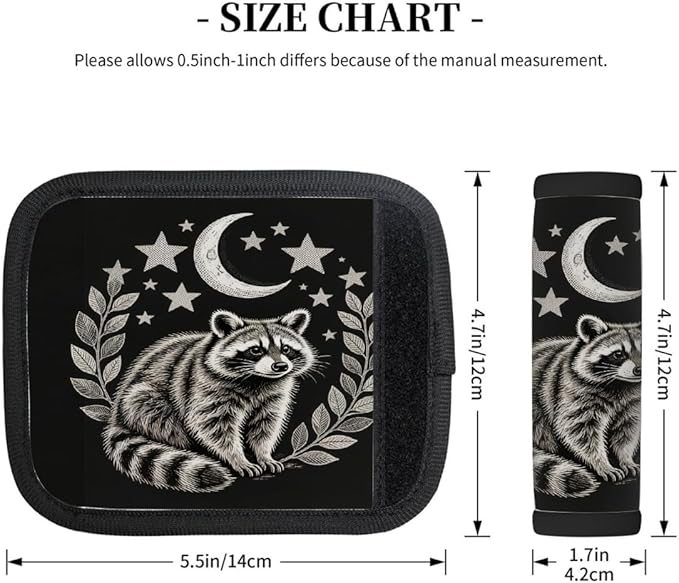 2 Pack Luggage Handle Wrap with Travel Tags - Non-Slip Protective Cover Soft Handle Grips Covers for Suitcase(Red Panda Starry Night)