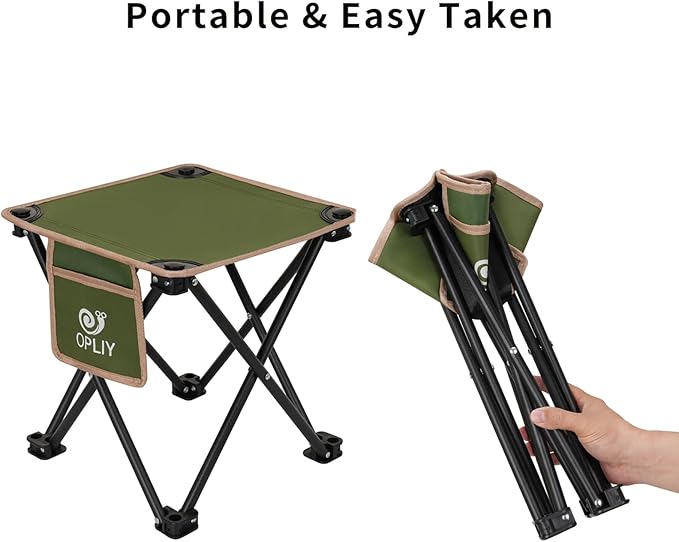 Opliy Camping Stool 2 Pack,Portable Folding Stool for Outdoor Gardening and Beach Hiking Fishing,Foot Stool with Carry Bag (Green)