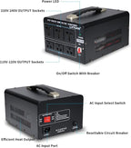 LVYUAN 3000 Watt Voltage Converter Transformer Heavy Duty Step Up/Down AC 110V/120V/220V/240V Power Converter with 3 US Outlets, 3 Universal Outlets, Resettable Circuit Breaker Protection