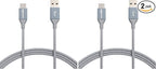 Amazon Basics Nylon Braided USB-C to USB-A 2.0 Fast Charging Cable, 480Mbps Speed, USB-IF Certified, for Apple iPhone 16/15, iPad, Samsung Galaxy, Tablets, Laptops, 6 Foot, Dark Grey (Pack of 2)