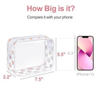 PACKISM TSA Approved Toiletry Bag - White Flower Print Clear Makeup Bag, Suitable for Gifts, with Supporting Frame, Perfect Valentines Day Gifts for Her, Thick No Smell