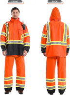 SKSAFETY Hi Vis Safety Rain Jacket for Men, Construction Work Rain Gear Heavy Duty Class 3 Rain Coat Waterproof Lightweight