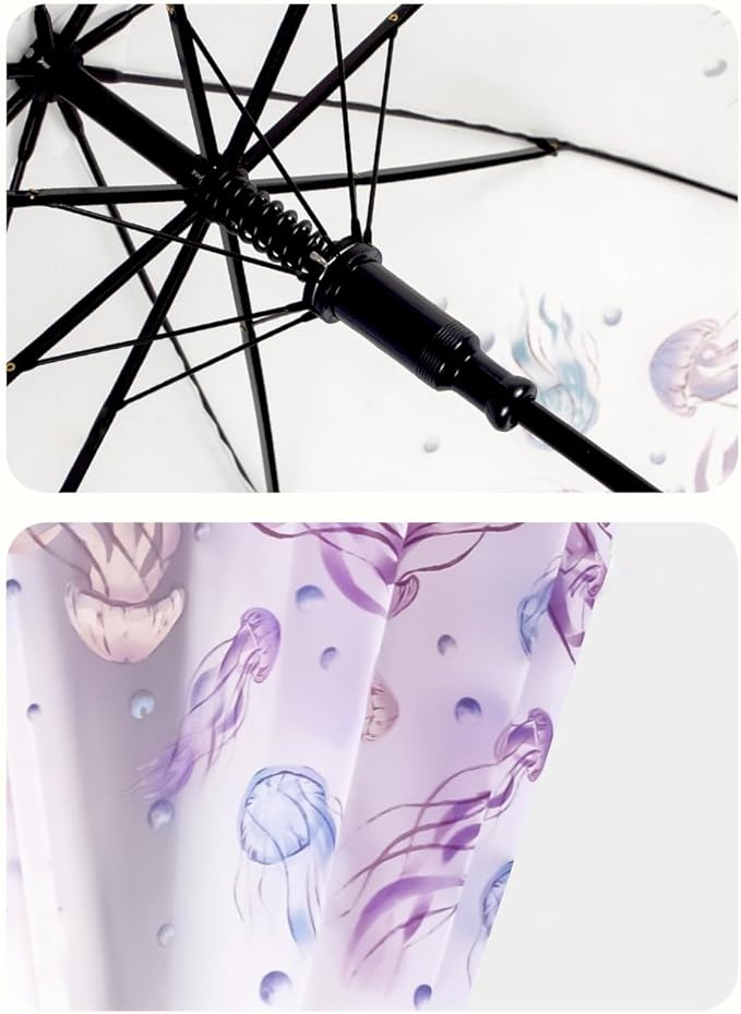 Chesoon Flower Blossom Umbrella Clear Bubble Surface for Women Girls Lightweight Rain Umbrella with 8 Fiberglass Ribs
