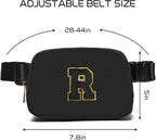 Gitus Belt Bag Fanny Pack Crossbody Bags with Initial Letter Patch Gifts for Wife Older Women Mother Coworker Bridesmaid Anniversary Travel Gifts Beach Gifts (Black-R)