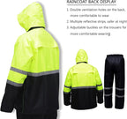 Rain Suit, High Visibility Reflective Safety Jacket, Lightweight Rain Gear, Waterproof Rain Jacket with Pants