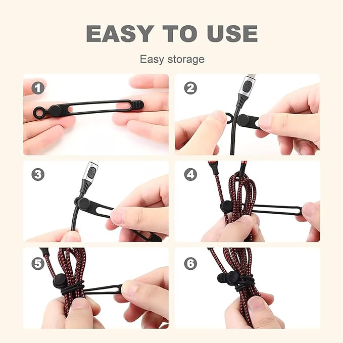 Data Cable Organizer, 2026 Upgrade Silicone Headphone Organizer, Silicone Cable Ties Reusable Cable Management Organizer Multipurpose Elastic Cord Organizer for Bundling and Fastening Cable (30Pcs)
