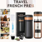 Sesama Classic Portable French Press Coffee Mug 12 oz with Carry Loop, Stainless Steel French Press Coffee Maker, BPA Great for Camping and Travel