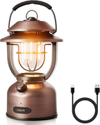 Lepro Vintage LED Camping Lantern Rechargeable - 15000mAh Power Bank, 1000LM Stepless Dimming, Dual Color Temp 2500K & 5000K, IPX4 Waterproof Retro Railroad Lantern for Camping, Home Decor & Emergency