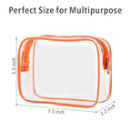 PACKISM Clear Toiletry Bag - 3 Pack TSA Approved Toiletry Bag Quart Size Bag, Travel Makeup Cosmetic Bag for Women Men, Carry on Airport Airline Compliant Bag, Black, White, Orange