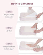 Narwey 6 Set/5 Set Compression Packing Cubes for Travel Kids Women Carry on, Packing Organizers Bag for Backpack Luggage Suitcase Duffle Bags