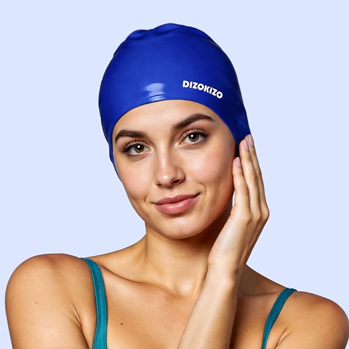 2pcs High Elasticity Silicone Swim Cap for Women and Men, Comfortable Non-Slip Swimming Caps for Long and Short Hair, Durable Waterproof Swim Hats for Adults, Keep Hair Dry