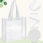 Eccliy 30 Pack 12x12x6 Inch Clear Tote Bag Stadium Approved Bulk Plastic Beach Tote Gift Bag with Handle for Gym Sports | 30 Pack, 12x12x6 Inch, Stadium Approved, Bulk, with Handle, Tote Gift Bag