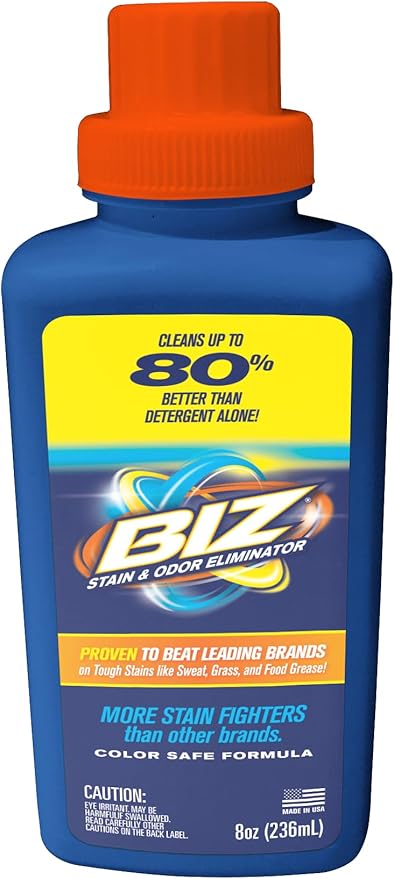 Biz Liquid Laundry Detergent, Stain & Odor Eliminator, Travel & Convenience Size, 8oz bottle