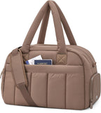 oscaurt Gym Bag for Women Puffer Duffle Bag for Travel Water Resistant Carry On Weekender Overnight Duffel Dance Bag with Shoe Compartment