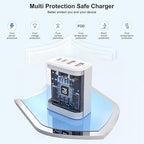 [Apple MFi Certified]40W iPhone 17/16/15 Fast Charger,PD 40W Type C Apple Charger 4 Port Wall Plug with 6FT USB C-C Fast Charging Woven Cord for iPhone 17/17 Pro/16/16e/16 Pro Max/15/iPad Pro/Air/Mini