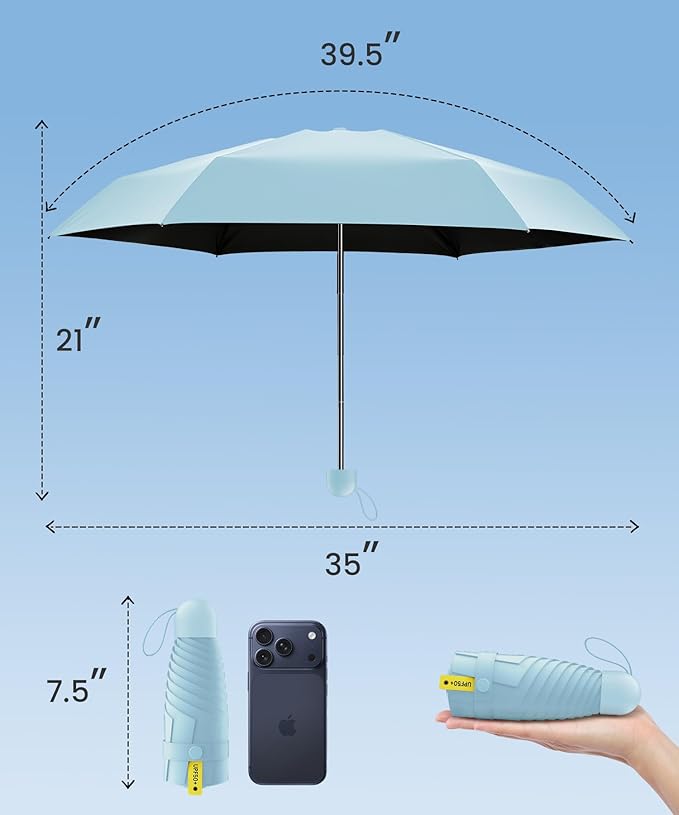 LMUGOOS 3 Pack Travel Mini Umbrella Small Compact, Portable Umbrella with UV Protection UPF 50+, Rainproof & Sunproof Folding Umbrella, Backpack & Pocket-Friendly