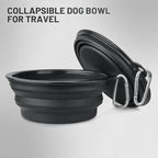 Large Dog Bowl Pet Collapsible Bowls, 2 Pack Collapsible Dog Water Bowls for Cats Dogs, Portable Pet Feeding Watering Dish for Walking Parking Traveling with 2 Carabiners (Large, Black+Black)