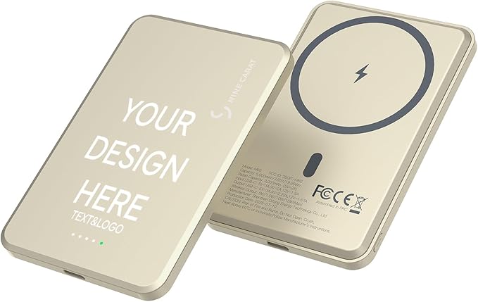 Custom Engraving Power Bank 5000mah,Customized Portable Charger with Name,Logo,Picture,Gift for Employees,Clients(Champagne)