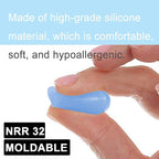 Ear Plugs for Sleeping, Reusable Silicone Moldable Noise Cancelling Sound Blocking Reduction Earplugs for Swimming, Snoring, Concerts, Shooting, Airplanes, Musicians, 32dB Highest NRR