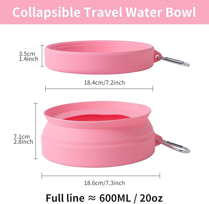 SLSON Spill Proof Dog Water Bowl for Cars,Collapsible No Splash Dog Travel Bowls Integrated Molding Portable Pet Bowl for Road Trip Truck,RV,SUV,Boat Accessories (Pink)