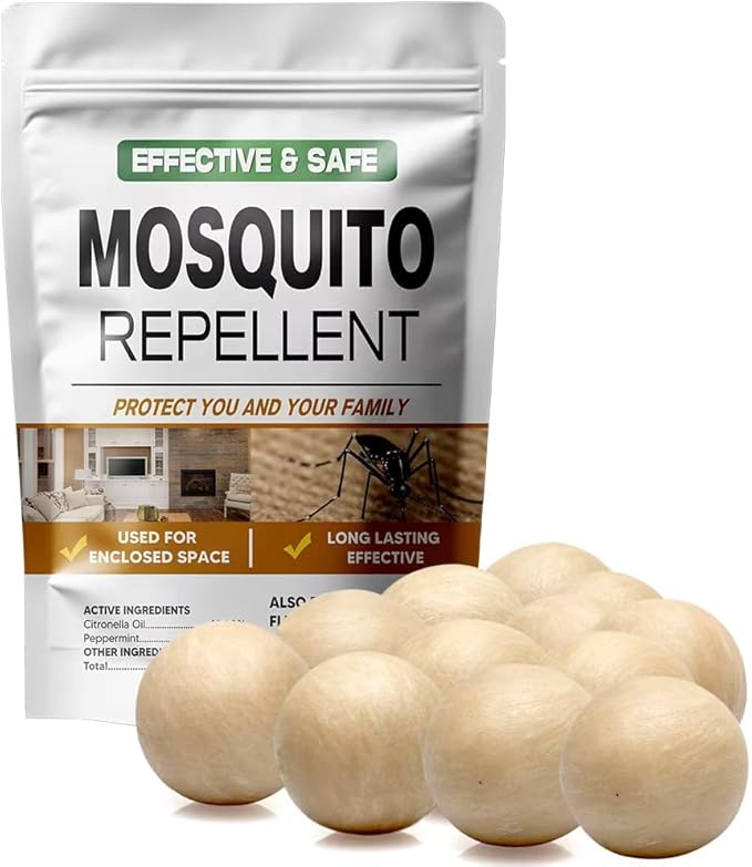 AUDQQM Mosquito Repellent Outdoor Patio, Mosquito Repellent Balls Indoor, Mosquitoes Deterrent for Yard, Mosquito Control, Keep Mosquito Away for Room/Porch/Camping, Effective for 60 Days-12P