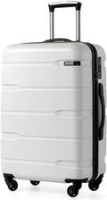 Coolife Medium Checked Luggage Hardside PC+ABS Suitcase with TSA Lock, Lightweight Rolling Carry On with Spinner Wheels(White, 24in)