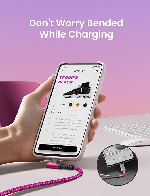 AINOPE USB C Cable [4-Pack, 3.1A] Type C Charger Fast Charging, Right Angle [10/6.6/3.3/3.3ft] USB A to USB C Cable Nylon Braided Compatible with Galaxy S22 S10 Plus S21 S20, Note 10, LG Google Pixel