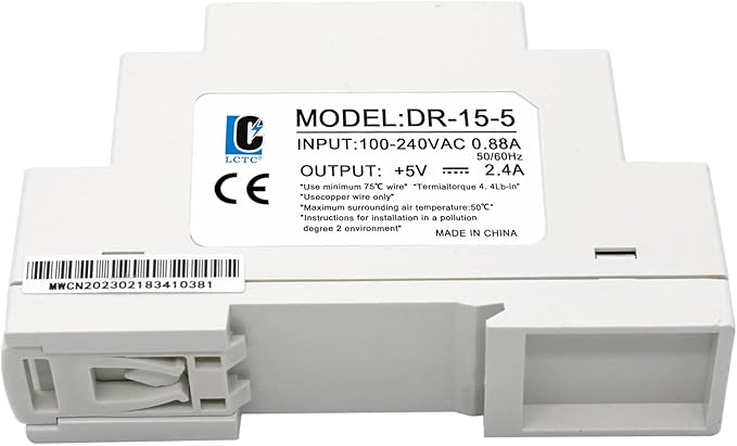 DC 5V Din Rail Slim Switching Power Supply 15W 2.4A(Input:100-240VAC,Output:5VDC,50/60HZ) Adapter Switch Converter (Volts_of_Direct_Current, 5)