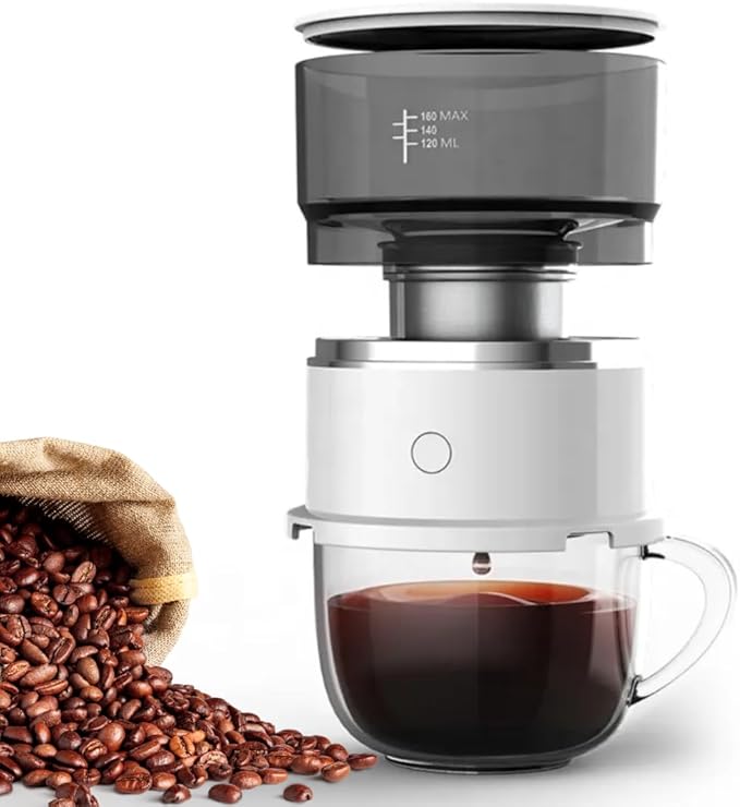 Generic BrewMatic-Smart Automatic Mini Portable Coffee Maker | Single Cup Pour Over Drip Coffee Machine with Filter for Travel, Home, Office, and Kitchen, Small