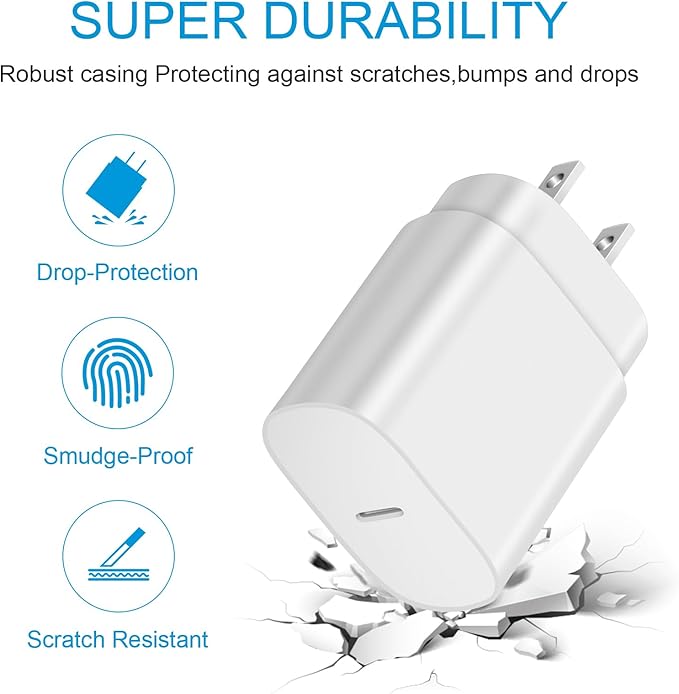 Type C Charger Fast Charging for iPhone 17 16 15,USB C Samsung Chargers Block 25W Super Fast Chargers for Samsung Galaxy S25/S24 S23 S22 S21/iPhone Air/17/17 Plus/17 Pro Max/16 Pro Max/15 Plus(White)